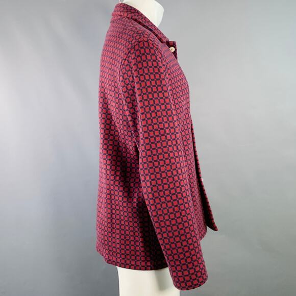BODE Size S/M Red Navy Squares Cotton Knit Long Sleeve Shirt - Picture 3 of 6